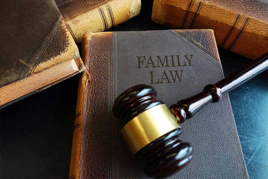 Family law books and judge's gavel