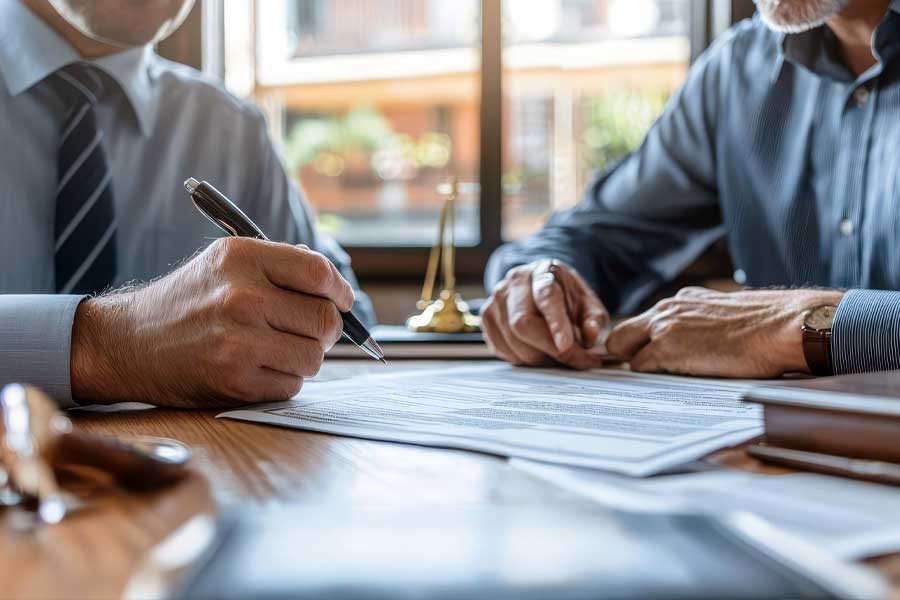 Man consulting with a lawyer about divorce