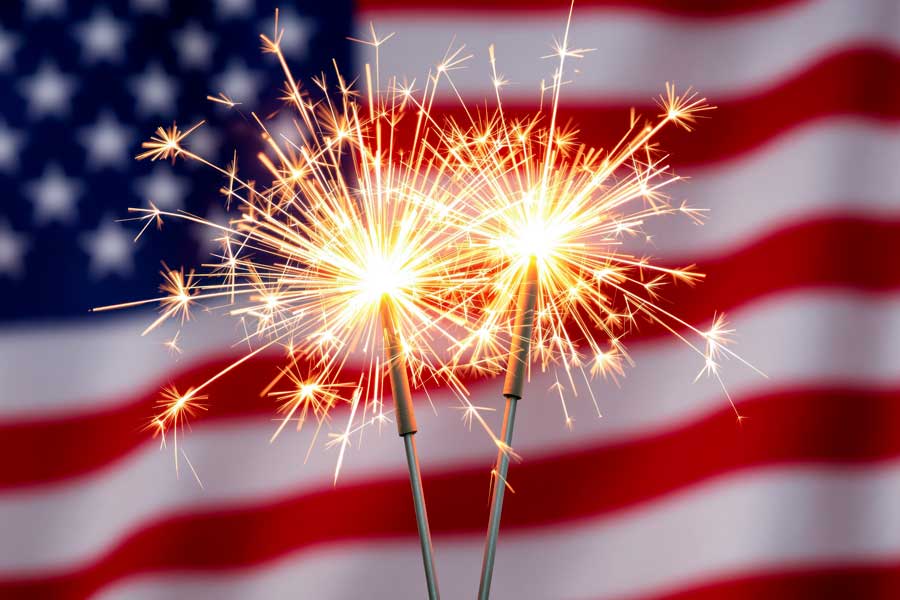 Sparklers and American Flag Background