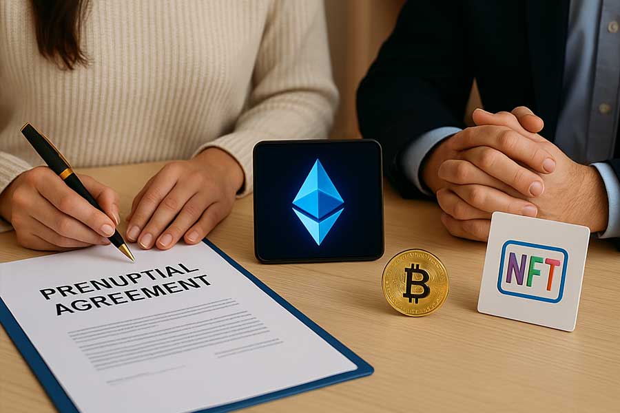 Prenuptial agreement including arrangements for digital assets