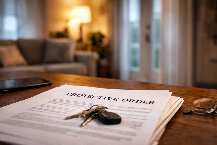 Protective orders laying on a table